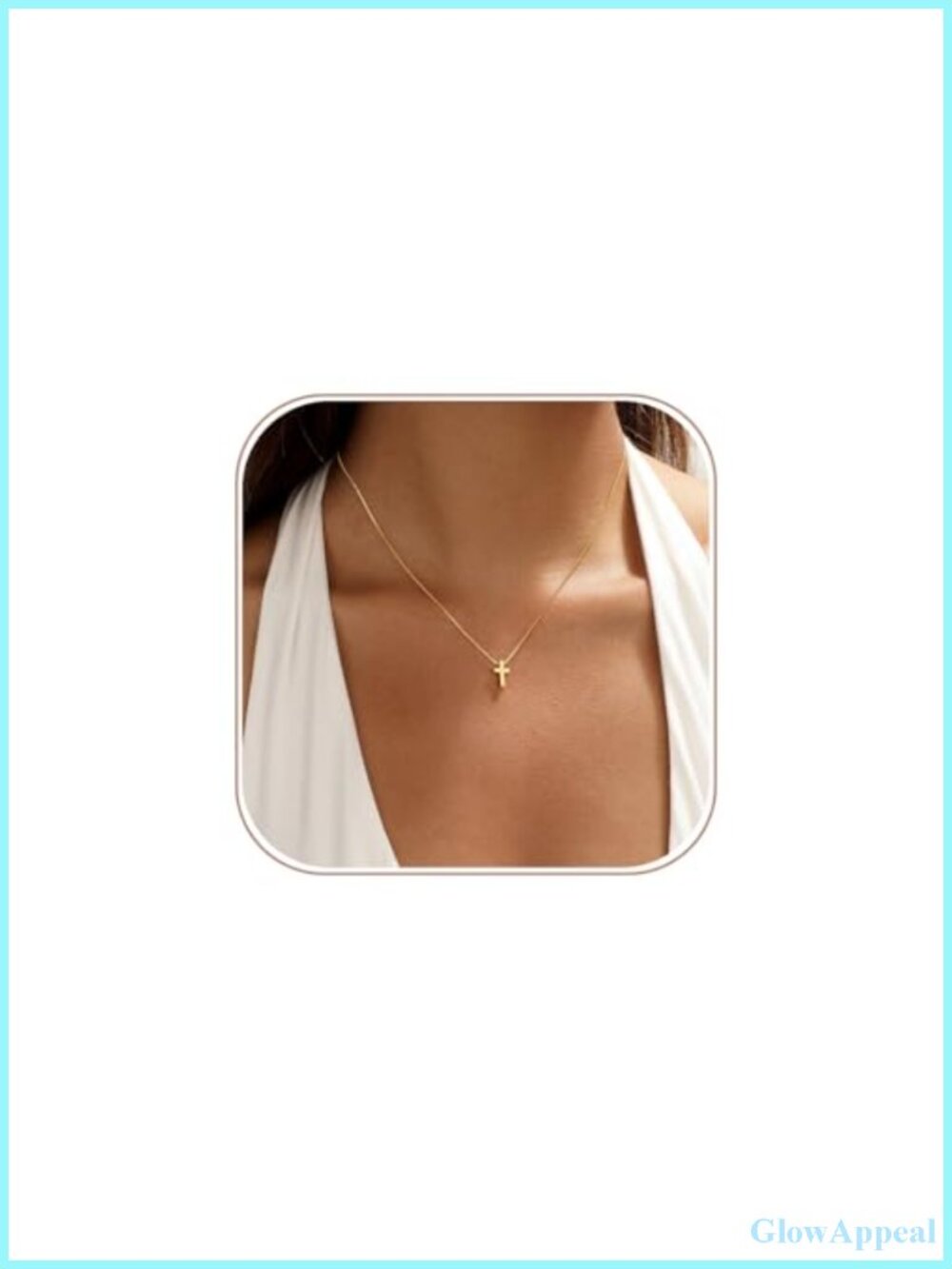 14k Gold Plated Cross Necklace for Women, Dainty Religious Pendant, Waterproof,